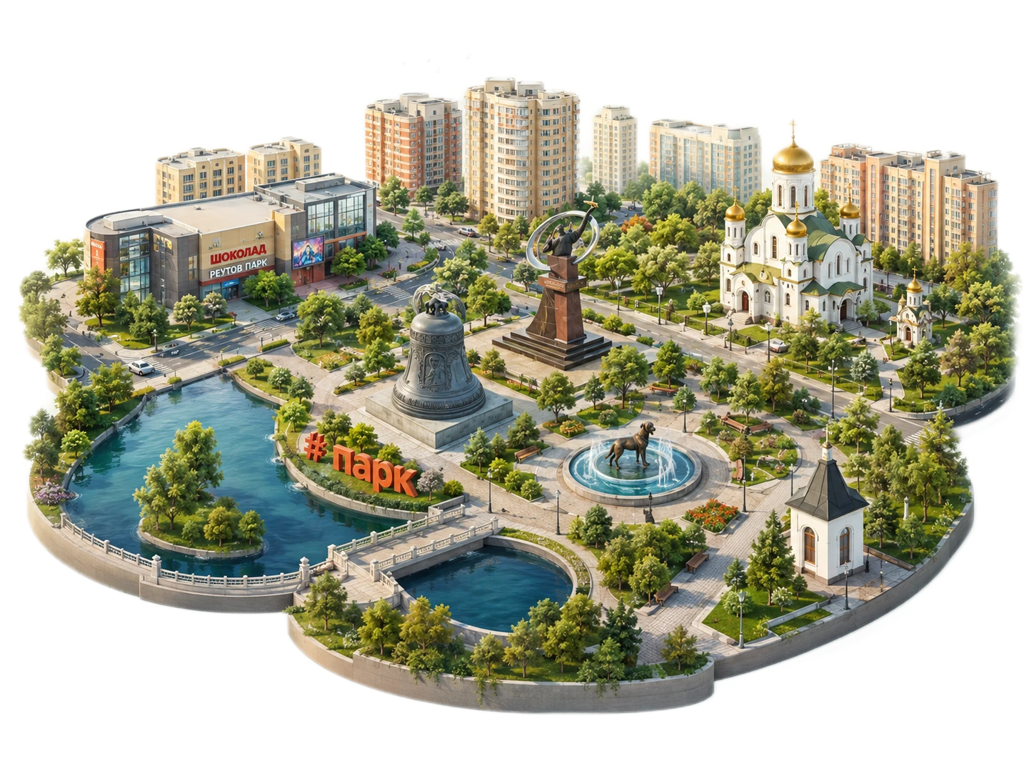 3D-модель города с достопримечательностями